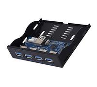 USB3.0 Floppy Front Panel 4-port Front Panel for 3.5'' Floppy Bay 19 Pin to 4 Ports USB3.0 HUB Expansion Card Adapter Connector Works with Mainboard or Riser Card