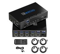 USB3.0 HDMI KVM Switch 4 Port 4 In 1 Out 4K 60Hz 4 In 4 Out SPDIF 5.1 Audio Breakout - Mouse/Keyboard/Wireless USB for PC,Printer,Scanner,Windows,Linux, HDR HDMI Auto Switch 4x1,IR Remote KVM 4X1