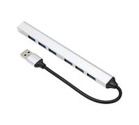 USB3.0 Hub 7 Ports Extender Adapter, Ultra Slim Aluminum Multi Function Data Hub, Portable USB Splitter for Laptop PC Tablet, Fast Transfer Speed up to 5.0Gb/s with 6 USB2.0 and 1