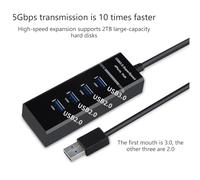 USB3.0 Hubs 4Port USB Expander With LED Light For Connecting Keyboards Printer For Connecting Multiple Access
