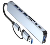 USB3.0 Splitter Cable USB C/Male to 3xUSB2.+1xUSB3.+1xType Card Reader Splitter Port Extender Adapter for PC USB Data Hub