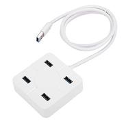 USB3.0 Splitter Hub, 4 - Port Docking Station, High - Speed Data Transfer Hub with Power Supply Port, Multipurpose Laptop Accessory for Hard Drives, Keyboard, Mouse and Mobile Stor (White)