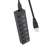 USB3.0 to Type C Splitter 7 Ports 5Gbps Fast Transfer Individual Switches for Computer & Laptops Plug and Play USB C Expansion Adapter