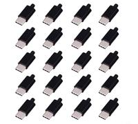 USB3.1 C Male Solderable Connector with Green PCB Board and Plastic Shell 4-Pin DIY Assembly for Stable 5V Power Data Transmission Suitable for Electronic Builds 20 (Black)