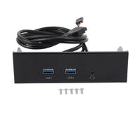 USB3.2 GEN1 Front Panel 5.25 Inch Optical Drive Bay Hub Adapter 3 Port 19 Pin 5Gbps 9 Pin Sound Interface Iron Construction Desktop Computer Extension Component for LINUX