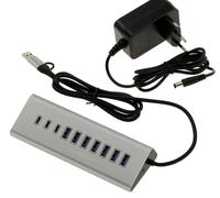 USB3 Hub Aluminum 10 Ports (USB 3.0 5GB) With 12V 3A Power Supply