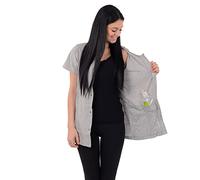 USBD Crew Neck Post Mastectomy Shirt with Drain Pockets, Gray, Large