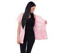 USBD Crew Neck Post Mastectomy Shirt with Drain Pockets, Light Pink, Small