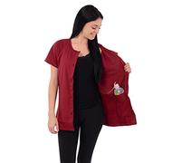 USBD Crew Neck Post Mastectomy Shirt with Drain Pockets, Maroon, XL