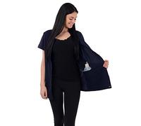 USBD Crew Neck Post Mastectomy Shirt with Drain Pockets, Navy, Medium