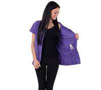 USBD Crew Neck Post Mastectomy Shirt with Drain Pockets, Purple, Small