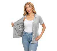USBD Mastectomy Recovery Shirt with Drain Pockets Button Down Post Surgery Top for Women Breast Post Op Surgery Care (Gray, Medium)