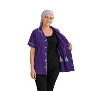 USBD Mastectomy Recovery Shirt with Drain Pockets Button Down Post Surgery Top for Women Breast Post Op Surgery Care (Purple, Large)