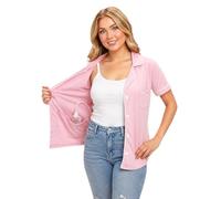 USBD Mastectomy Recovery Shirt with Drain Pockets Button Down Post Surgery Top for Women Breast Post Op Surgery Care (Pink, Small)