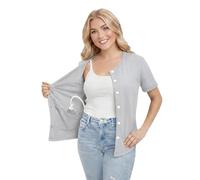 USBD Mastectomy Shirt with Drain Pockets After Surgery Post Op Button Down Shirt with Drain Holder Management (Medium, Gray)