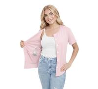 USBD Mastectomy Shirt with Drain Pockets After Surgery Post Op Button Down Shirt with Drain Holder Management (Small, Light Pink)