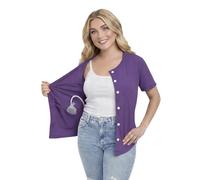 USBD Mastectomy Shirt with Drain Pockets After Surgery Post Op Button Down Shirt with Drain Holder Management (Medium, Purple)