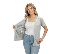 USBD Mastectomy Shirt with Drain Pockets, Post Op Button Down Lapel Collar, 1 Pack (Gray, XL)