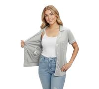 USBD Mastectomy Shirt with Drain Pockets, Post Op Button Down Lapel Collar, 1 Pack (Gray, XL)