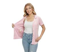 USBD Mastectomy Shirt with Drain Pockets, Post Op Button Down Lapel Collar, 1 Pack (Pink, Small)