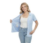 USBD Mastectomy Shirt with Drain Pockets, Post Op Button Down Lapel Collar, 1 Pack (Sky Blue, 2XL)