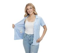 USBD Mastectomy Shirt with Drain Pockets, Post Op Button Down Lapel Collar, 1 Pack (Sky Blue, Large)