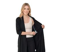 USBD Post Mastectomy Robe With Inside Drain Pockets Casual Surgical 1 Pack (Black,Medium)