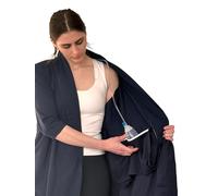 USBD Post Mastectomy Robe With Inside Drain Pockets Casual Surgical 1 Pack, Navy, X-Large