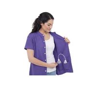 USBD Post Mastectomy Shirt Drain Pockets Band Collar Button Up Soft Tops Double Mastectomy Clothing (XX-Large, Purple)