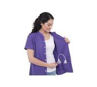 USBD Post Mastectomy Shirt Drain Pockets Button Down Regular Fit 1 Pack (Large, Purple)