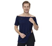USBD Post Shoulder Surgery Shirt Rotator Cuff Tearaway Snap-Open T-Shirt with Shoulder & Side Snaps Easy Dressing, Unisex (Medium, Navy/Men)
