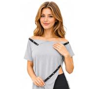 USBD Post Shoulder Surgery Shirt Rotator Cuff Tearaway Snap-Open T-Shirt with Shoulder & Side Snaps Easy Dressing, Unisex (XL, Grey/Women)