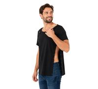 USBD Post Shoulder Surgery Shirt Rotator Cuff Tearaway Snap-Open T-Shirt with Shoulder & Side Snaps Easy Dressing, Unisex (Medium, Black/Men)