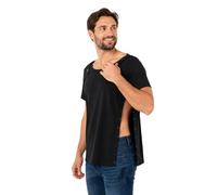 USBD Post Shoulder Surgery Shirt Rotator Cuff Tearaway Snap-Open T-Shirt with Shoulder & Side Snaps Easy Dressing, Unisex (XL, Black/Men)