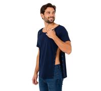 USBD Post Shoulder Surgery Shirt Rotator Cuff Tearaway Snap-Open T-Shirt with Shoulder & Side Snaps Easy Dressing, Unisex (2XL, Navy/Men)