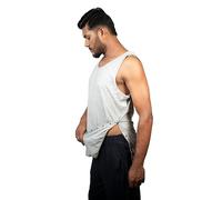 USBD Post Surgery Shoulder Recovery Tearaway Snap Open Tank Top (US, Alpha, Large, Regular, Regular, Gray/Men)
