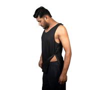 USBD Post Surgery Shoulder Recovery Tearaway Snap Open Tank Top (US, Alpha, Small, Regular, Regular, Black/Men)