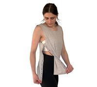 USBD Post Surgery Shoulder Recovery Tearaway Snap Open Tank Top (US, Alpha, Small, Regular, Regular, Gray/Women)