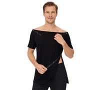 USBD Shoulder Surgery Shirt Snap On Side Snap T Shirt Post Surgery 1 Pack (Medium, Black/Men)