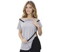 USBD Shoulder Surgery Shirt Snap On Side Snap T Shirt Post Surgery 1 Pack (Medium, Grey/Women)