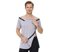 USBD Shoulder Surgery Shirt Snap On Side Snap T Shirt Post Surgery 1 Pack (Small, Grey/Men)