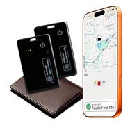 USBERG 2-Pack Wallet Tracker Card for Apple Find My(iOS Only), Rechargeable Thin Finder with Wireless Charging - Portable Item Locator for Keys, Luggage, Passports and Bags