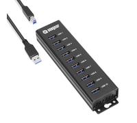 USBGear 10-Port USB Hub 3.2 Gen 1 - Mountable SuperSpeed Data Hub with USB Ports for Laptop, PC, Desktop, and More, 5V/4A Power Adapter with Type-A to Type-B Cable (3ft), Computer Accessories