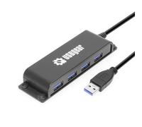 USBGear 4-Port USB 3.2 Hub, Ultra-Compact Data Transfer 10gbps USB-A Hub with 3.3 ft Integrated Extension Cable and Built-in Mounting [No Charging] for Mac, PC, Mobile HDD, Flash Drives