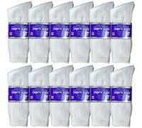USBingoshop 3, 6 or 12 Pairs Mens Physicians Approved Crew Ankle Diabetic Socks Cotton - White - Large