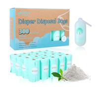 USBOO Disposable Baby Diaper Bags, 20 Replacement Rolls (300 Pieces) Diaper Trash Bags with Dispenser, Diaper Bag Accessories, Fresh Powder Fragrance