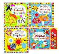 Usborne Baby's Very First Touchy-feely Playbook 4 Books Collection Set-Playbook, Lift the Flap Playbook, Animals Playbook & Musical Playbook