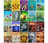 Usborne Beginners History & Nature 20 Books Collection Set (Castles, Vikings, Romans, The Celts, Anicent Greeks, Egyptians, Stone Age, Ants, Bugs, Spiders, Trees, Reptiles, Rainforests and More)