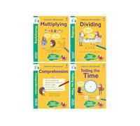 Usborne Children’s Educational Workbooks 4 Book Set Ages 7-8 - Telling Time, Comprehension, Multiplying & Dividing