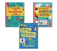 Usborne Coding For Beginners 3 Books Set Collection Using Sratch, Using Python and Build your own website